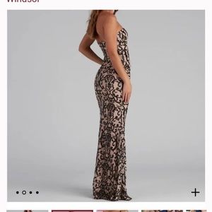 Black and nude sequins one shoulder dress from Windsor